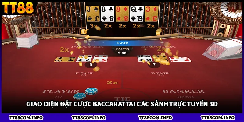 Giao diện đặt cược Baccarat tại các sảnh trực tuyến 3D