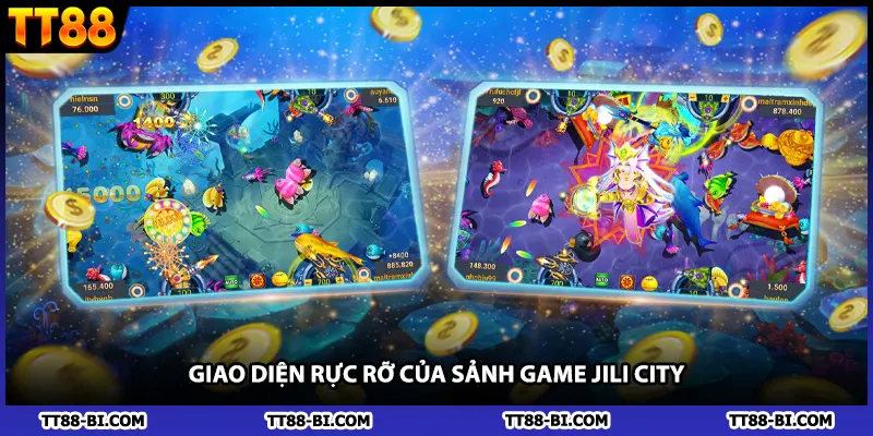Giao diện rực rỡ của sảnh game Jili City.