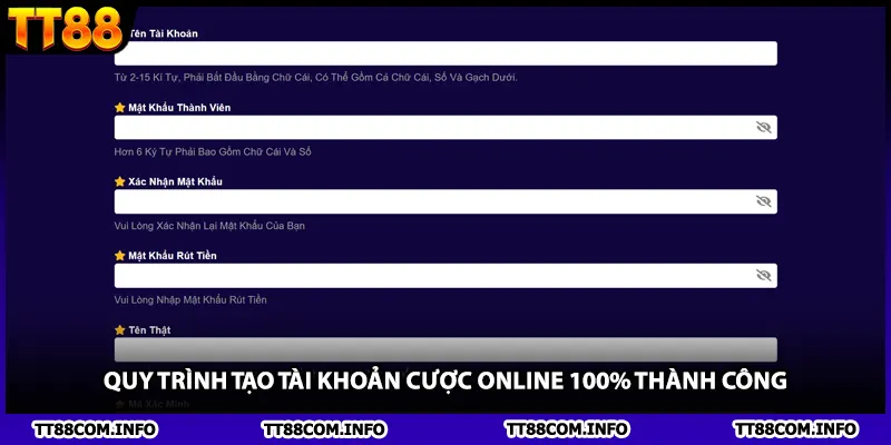 Quy trình tạo tài khoản cược online 100% thành công